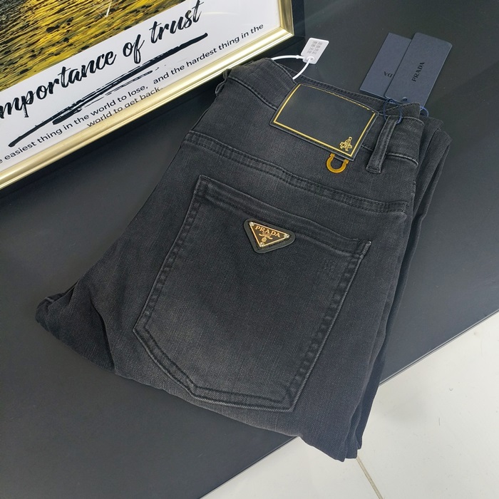 Pradaプラダメンズ クラシック LOGO デニム パンツ Pra02183x.ブラック