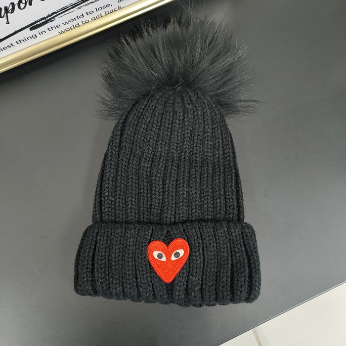  Knit & Fox Fur コムデギャルソンレディース 帽子 CDGM0001, ブラック