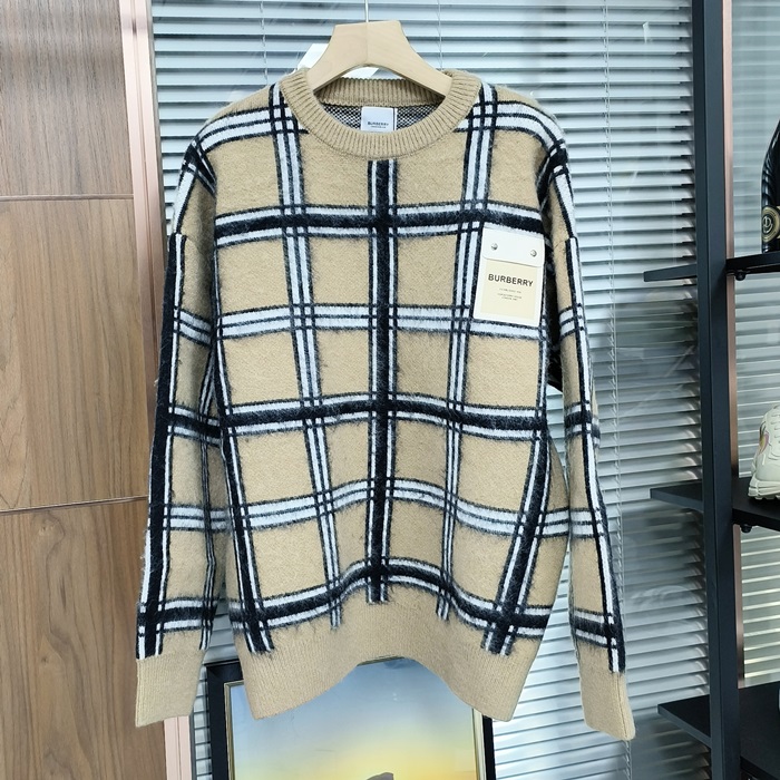 バーバリー メンズ クルーネック ベージュ ニット - Knits - bu34x