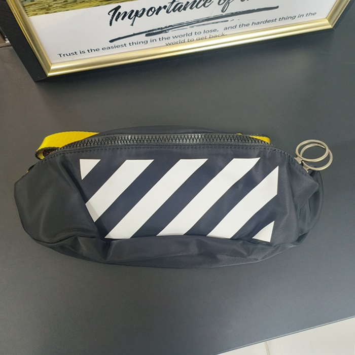 Off White Canvas 31cm - オフホワイト キャンバス ユニセックス ウエストバッグ ベルトバッグ OFFB0076,31cm