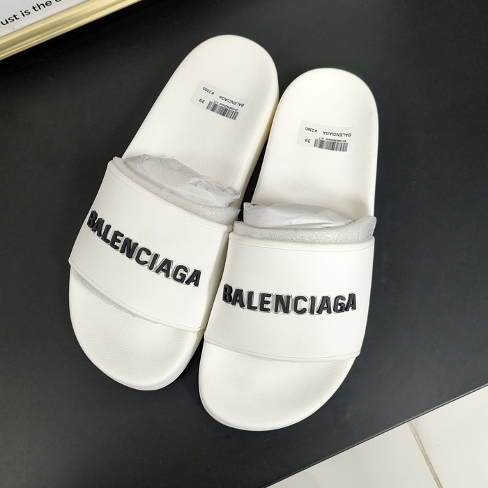 バレンシアガ メンズ ホワイトプルスライド サンダル  -  White  - ba634x