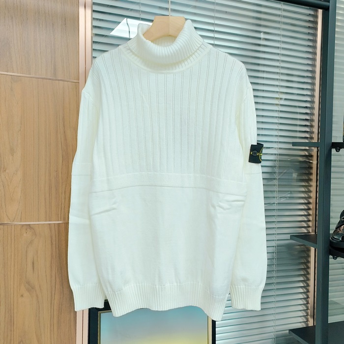 2019Turtle-neck er - ストーンアイランドメンズ カジュアル タートルネック セーター Sto0099x.Size(m - 2xl).2(ブラック/ホワイト)