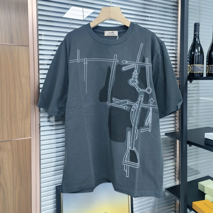 エルメス メンズ ラウンドネック半袖Tシャツ -  Round- hec4833x