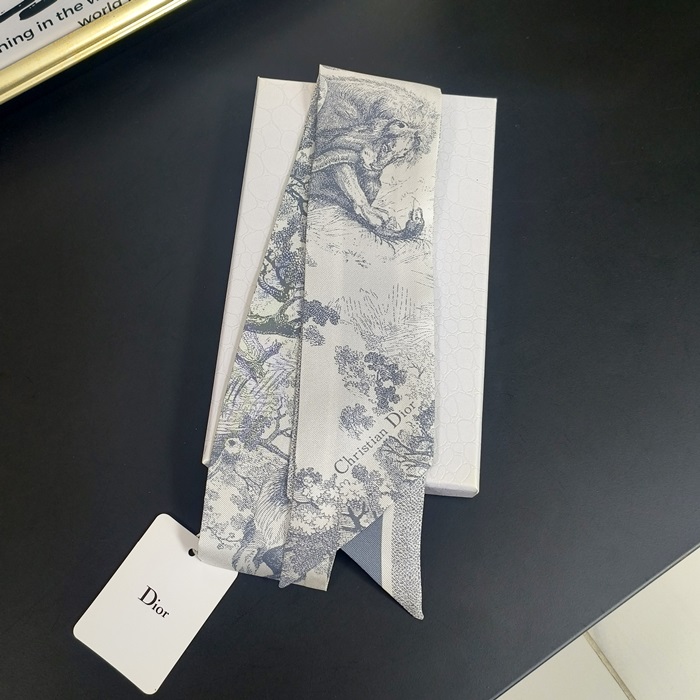 ディオール レディース アイボリー 앤 グレー シルク 트윌  スカーフ  -   Gray - acc328x