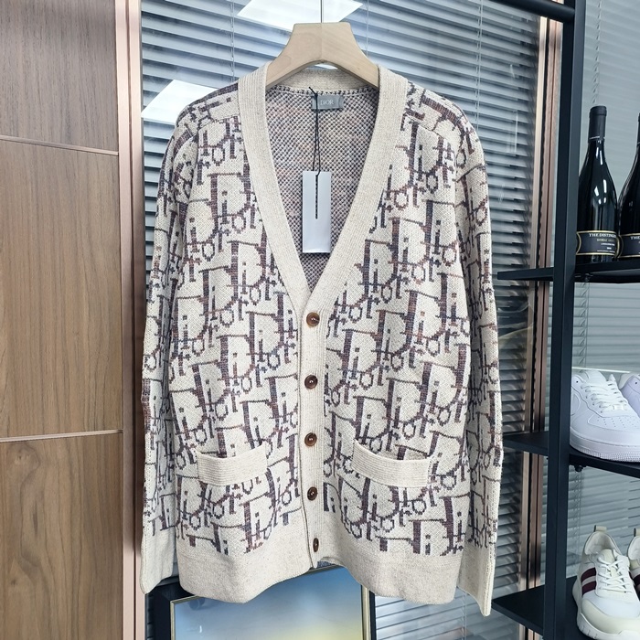 ディオール メンズ ベージュ Vネック カーディガン -   - dic911x