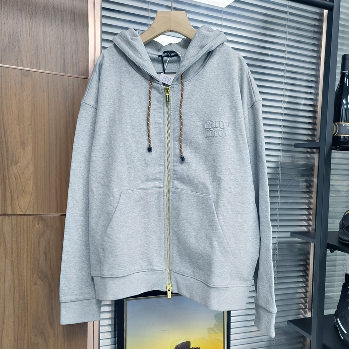 ミュウミュウ レディース ジップアップ フーディーTシャツ - mic2630x