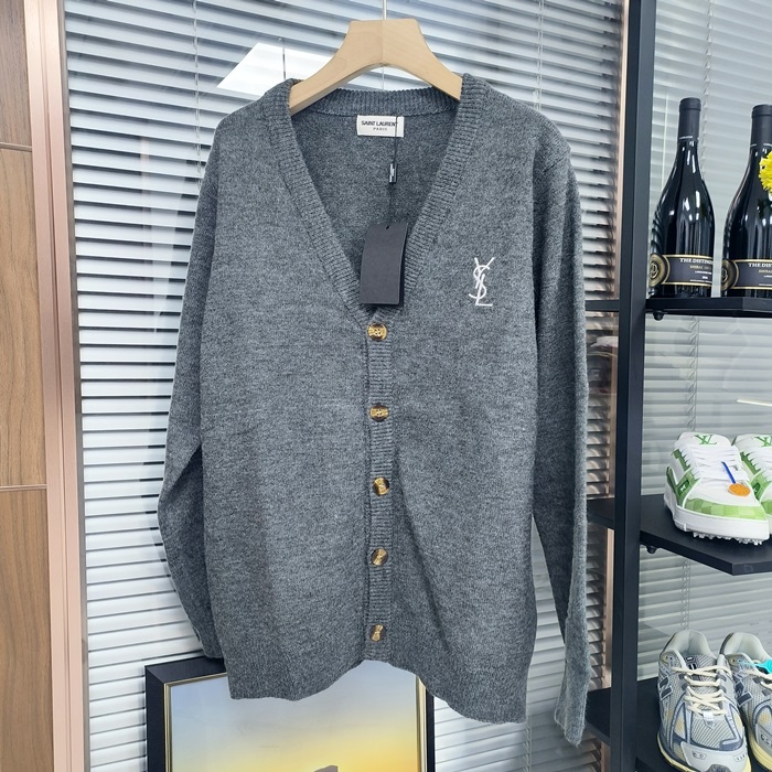 サンローラン メンズ グレー Vネック カーディガン - Saint laurent Gray  - ysl427x