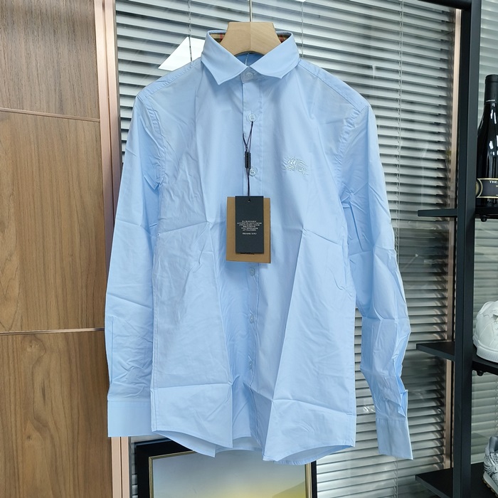 Basic  - バーバリーメンズ ヴィンテージ ベーシック コットン シャツ Bur02413x.ブルー