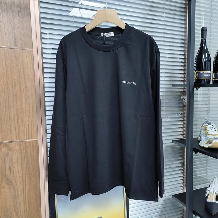 ミュウミュウ ユニセックス ラウンドネック長袖Tシャツ - Round- mic4829x