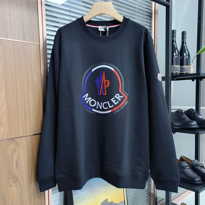 モンクレール メンズ ブラック クルーネック 長袖Tシャツ -  - mo192x