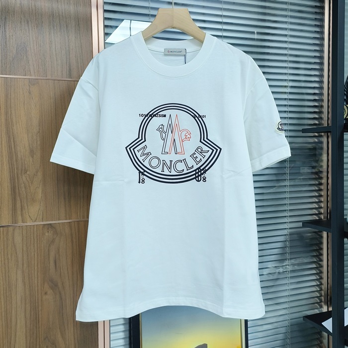 モンクレール メンズ ホワイト クルーネック 半袖Tシャツ - White  - mo005x