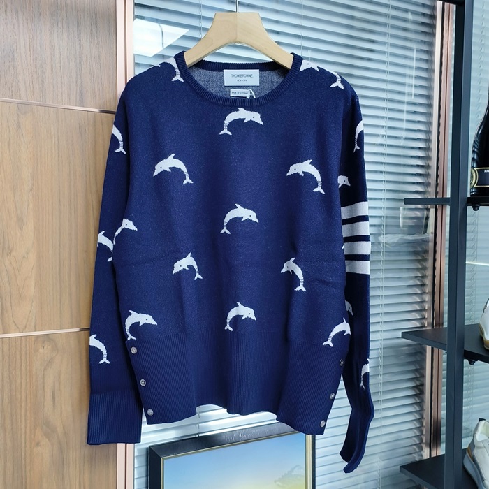  - トムブラウンレディース ストラップ クルーネック ウール セーター Thom0552x.Size(s - xl).ネイビー