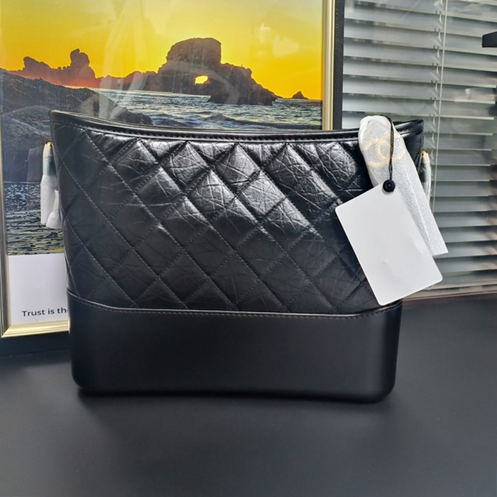 シャネルガブリエル カーフスキン ホーボーバッグ ガブリエル ブラック ゴールド - Chane Gabriel Calfskin Hobo Chevron - ch2737z