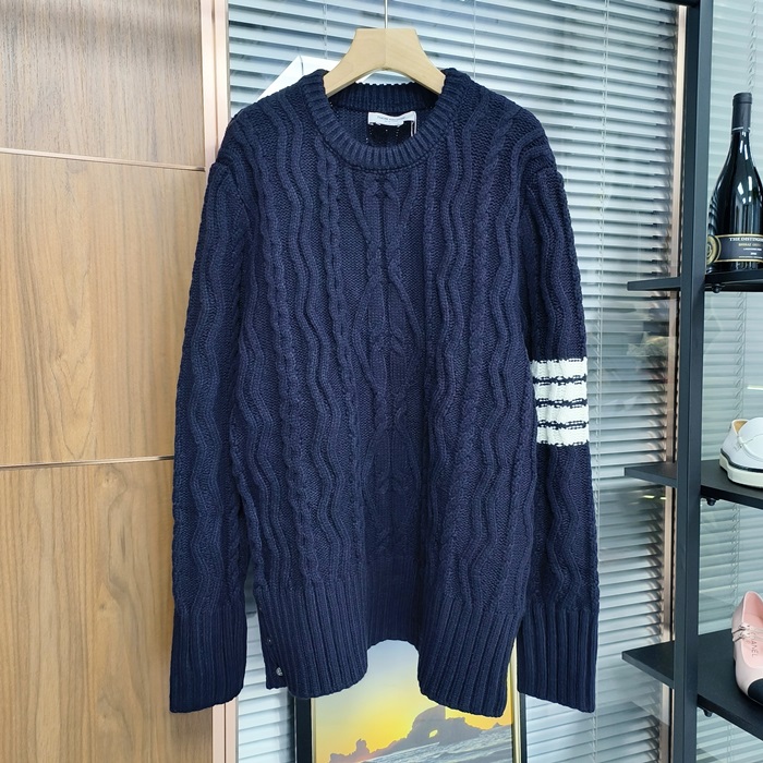 Strapトムブラウン ユニセックス ストラップ クルーネック ウール セーター Thom01524x Size ネイビー