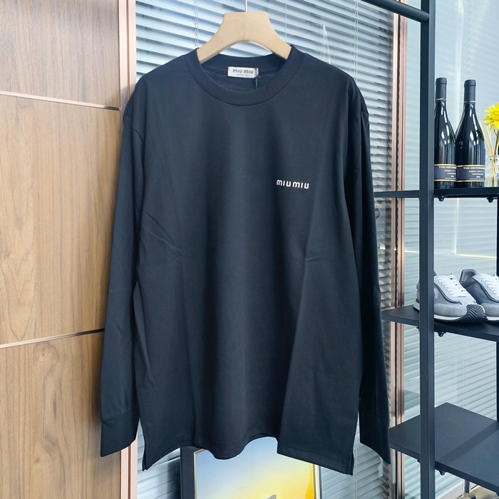 ミュウミュウ ユニセックス ラウンドネック長袖Tシャツ - Round- mic4829x