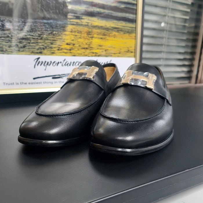  エルメス メンズ Paris ブラックローファー - - her0779x