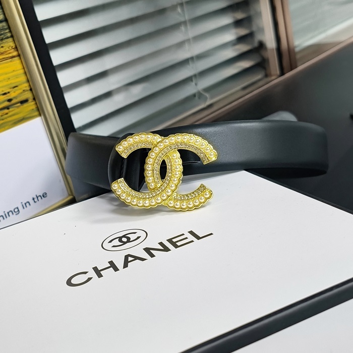 2025   - シャネル2025 レディースレザーベルト,3cm,ブラック-ch0001