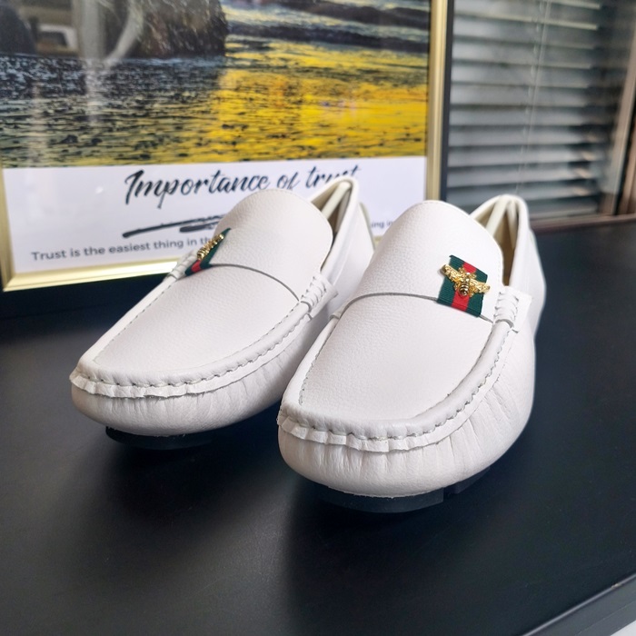 2025 - グッチメンズ レザーローファー GUCS0852,ホワイト