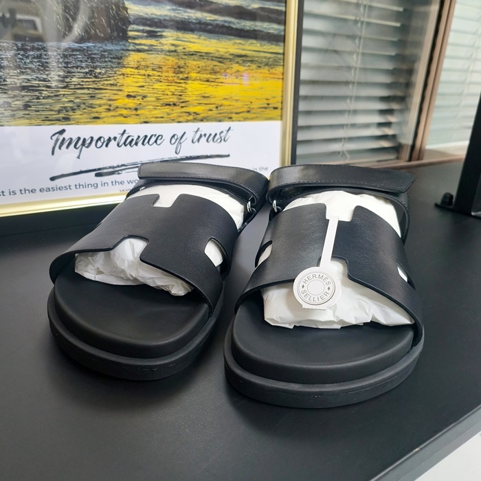 エルメス ユニセックス トレンディ ブラック スリッパ - - her0868x