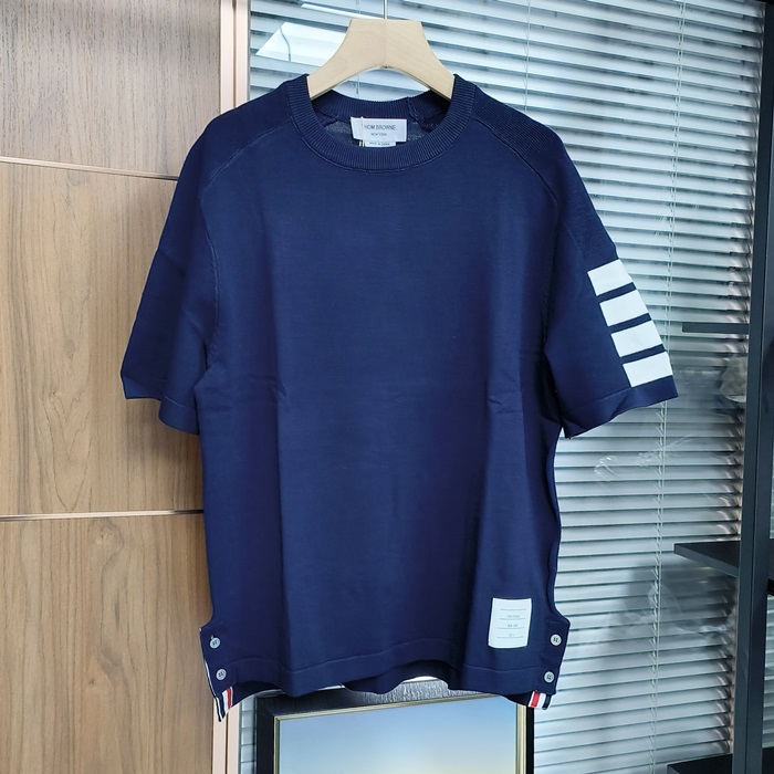 トムブラウン メンズ ネイビー 半袖Tシャツ -  - thc54x