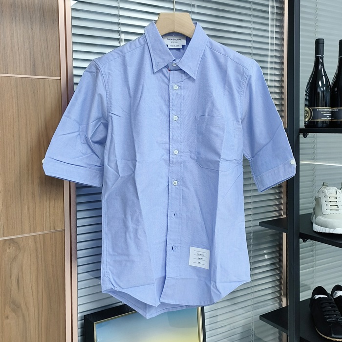 トムブラウン メンズ ブルー 半袖 シャツ -  Half sleeved Shirts - to68x