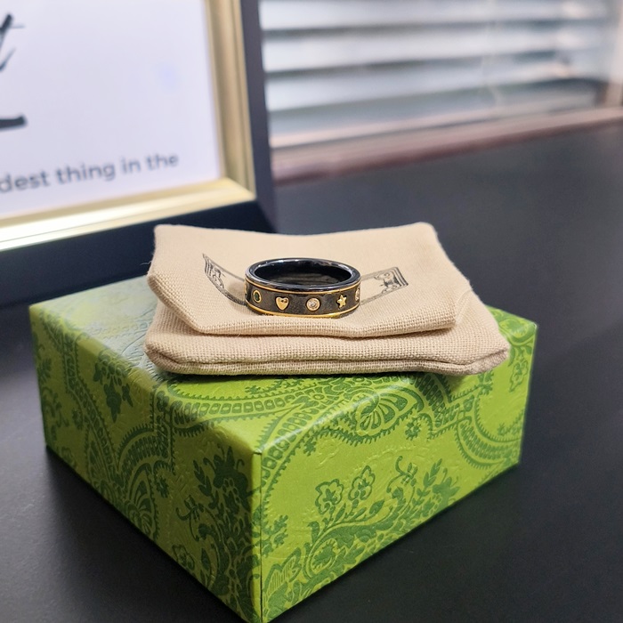 グッチ レディース ブラック リング - - acc717x