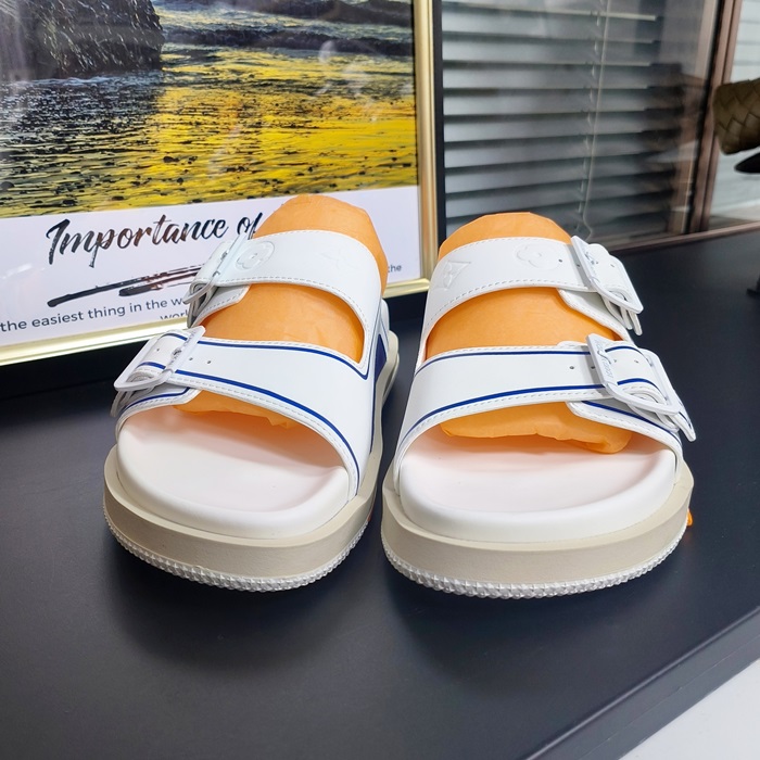   Slipper,LOUS2090 - ルイヴィトンメンズレザースリッパホワイト