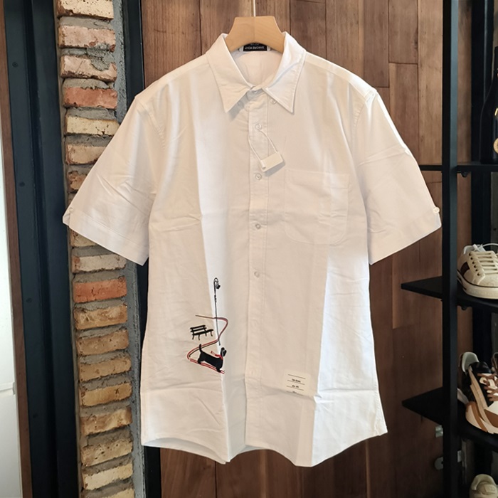 トムブラウン メンズ 半袖 シャツ - White Shirts - thc6762x