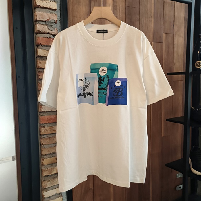  Short Sleeved  Gray - バレンシアガ ユニセックス LOGO コットン 半袖Tシャツ Bal01039x Size(m - 3xl) グレー