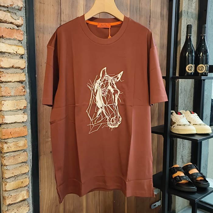 エルメス メンズ ラウンドネック半袖Tシャツ -  Round- hec6732x