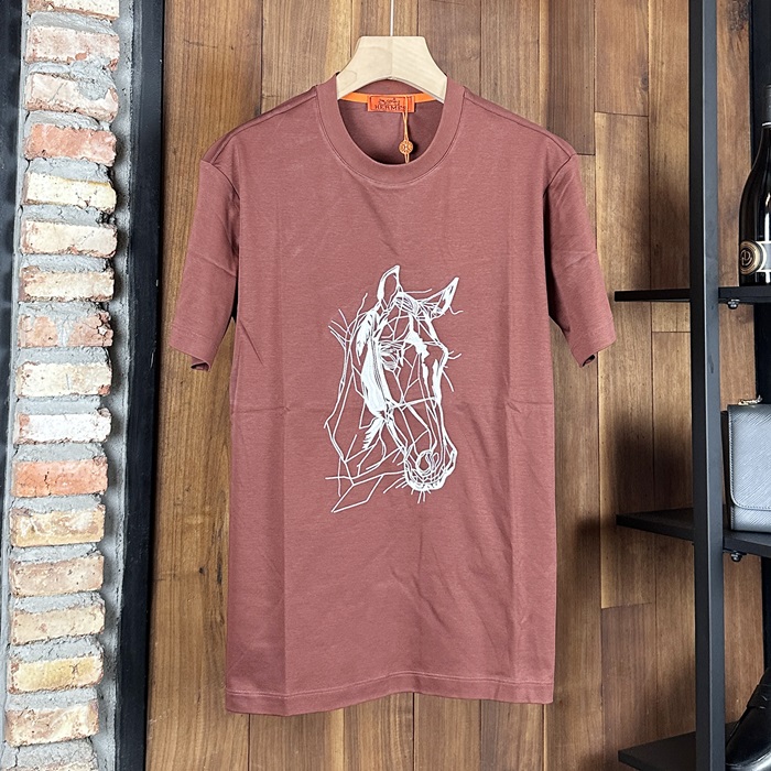 エルメス メンズ ラウンドネック半袖Tシャツ -  Round- hec6732x