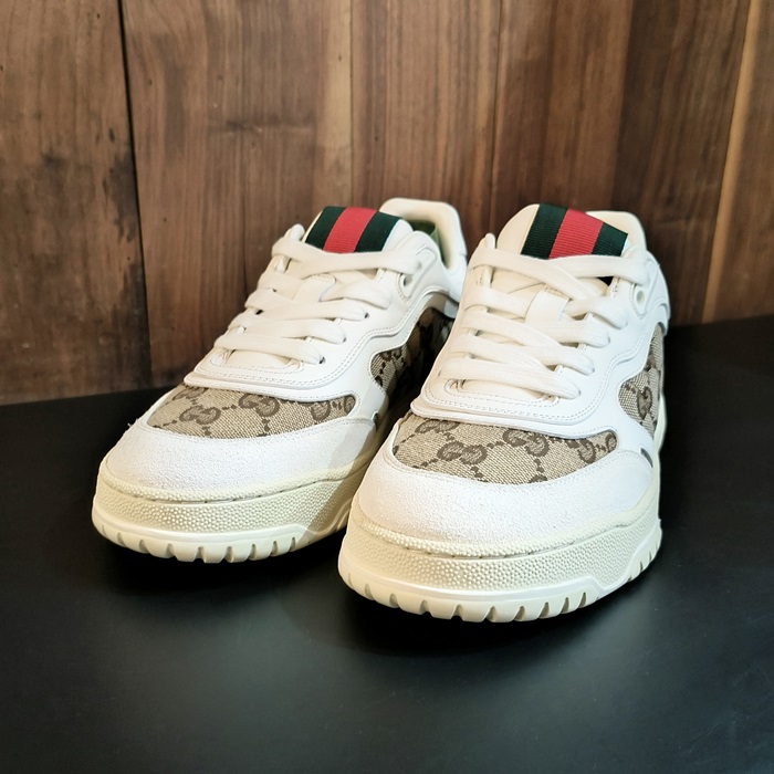 グッチ ユニセックス ベージュ スニーカー -Re-Web  - gus136x