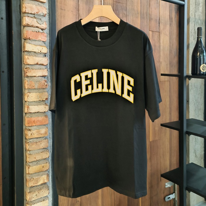 セリーヌ メンズ ブラック 半袖Tシャツ -  - cec24x