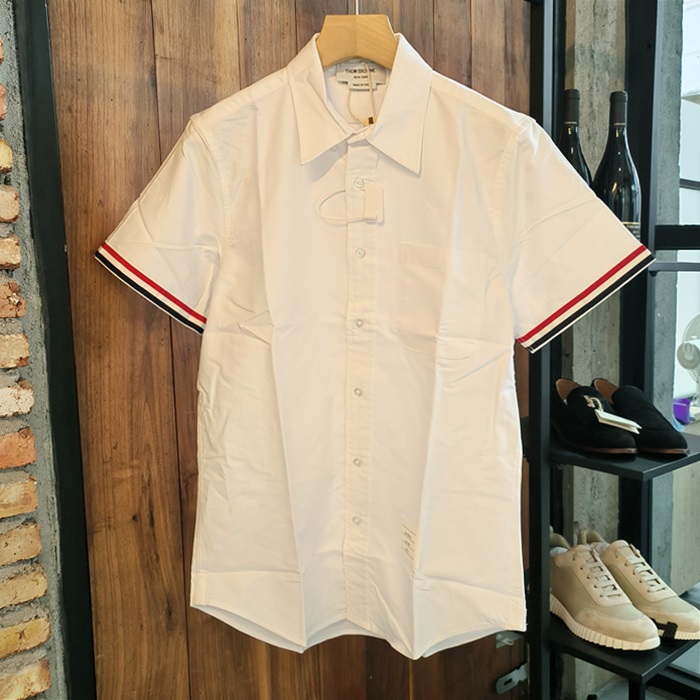  トムブラウン メンズ 半袖 シャツ - White Shirts - thc2370x