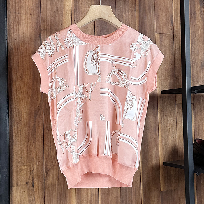 エルメス レディース クルーネック 半袖Tシャツ -   Round- hec6907x