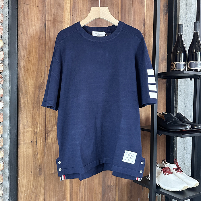 トムブラウン メンズ ネイビー 半袖Tシャツ -  - thc54x