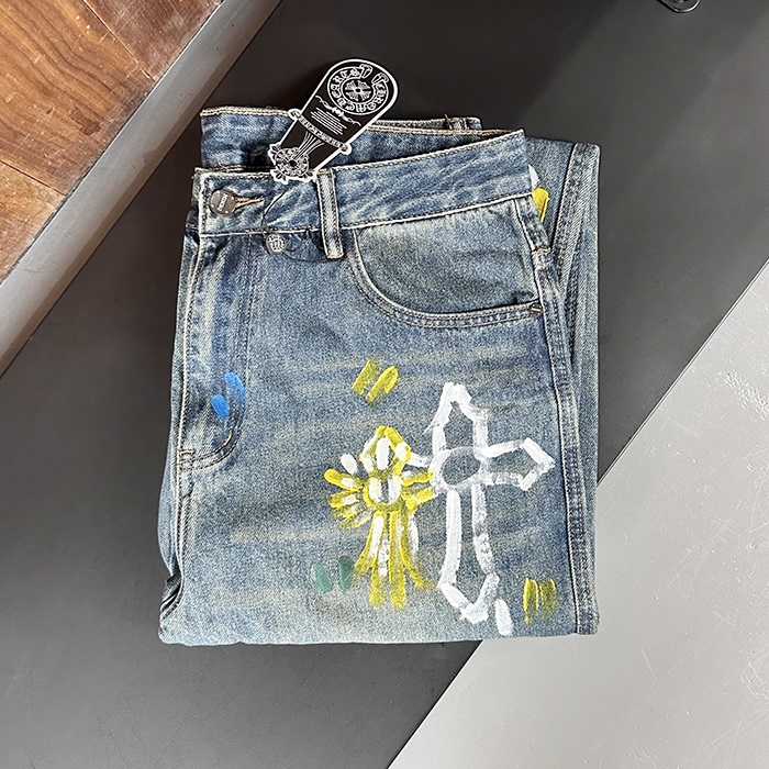 2025Denim  - クロムハーツメンズ カジュアル デニム ジーンズ Chr0340x Size ブルー