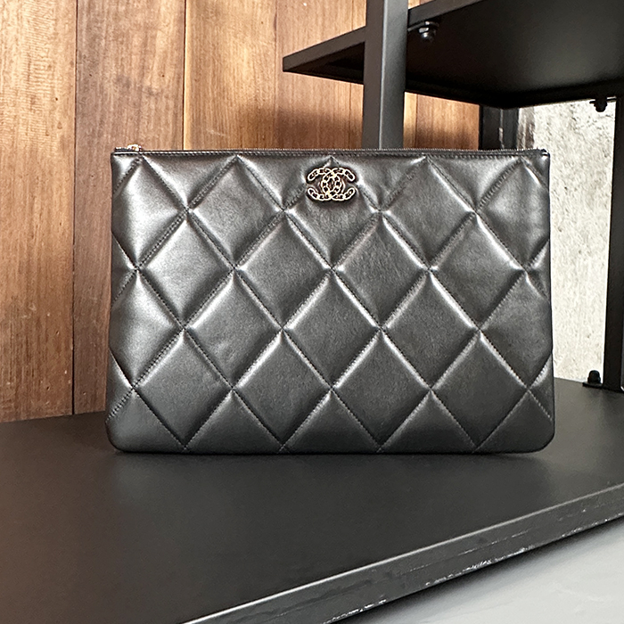 Chanel28,35cm - シャネル2023レザークラッチバッグ,CHAB1430,28,35cm,ブラック