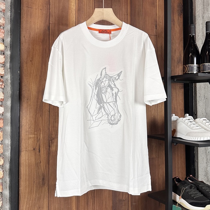 エルメス メンズ ラウンドネック半袖Tシャツ -  Round- hec6733x