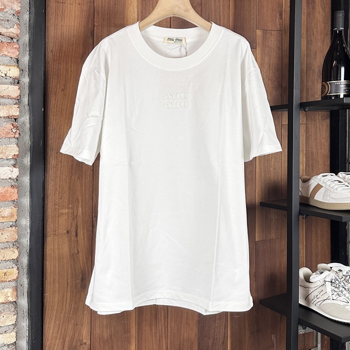 ミュウミュウ ユニセックス ラウンドネック半袖Tシャツ - Round- mic6844x