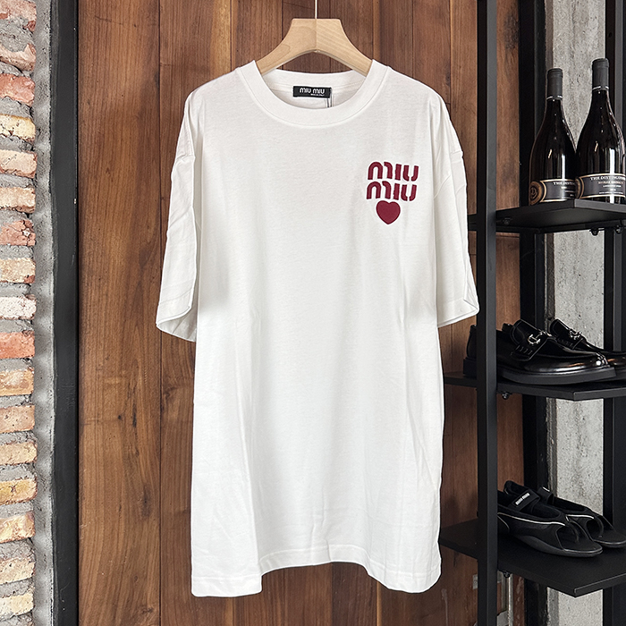 ミュウミュウ ユニセックス ラウンドネック半袖Tシャツ - Round- mic6829x