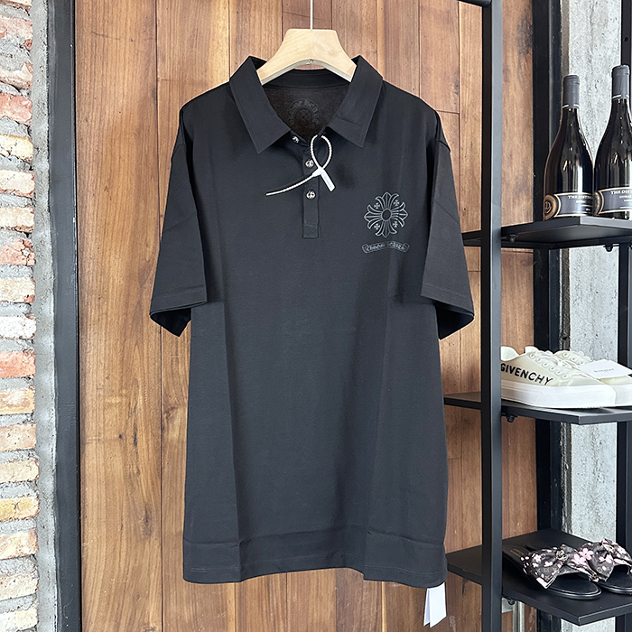 クロムハーツ メンズ ブラック ポロ 半袖Tシャツ - Camel Short sleeved  - chr0449x