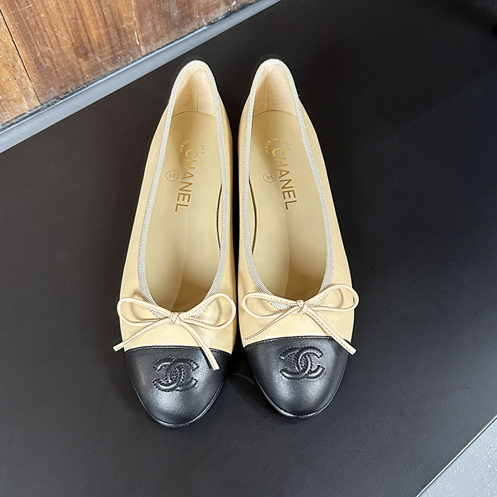  CC Ballet Shoes - シャネルレディース クラシック CC LOGO バレット シューズ Cnl0243x.ベージュ