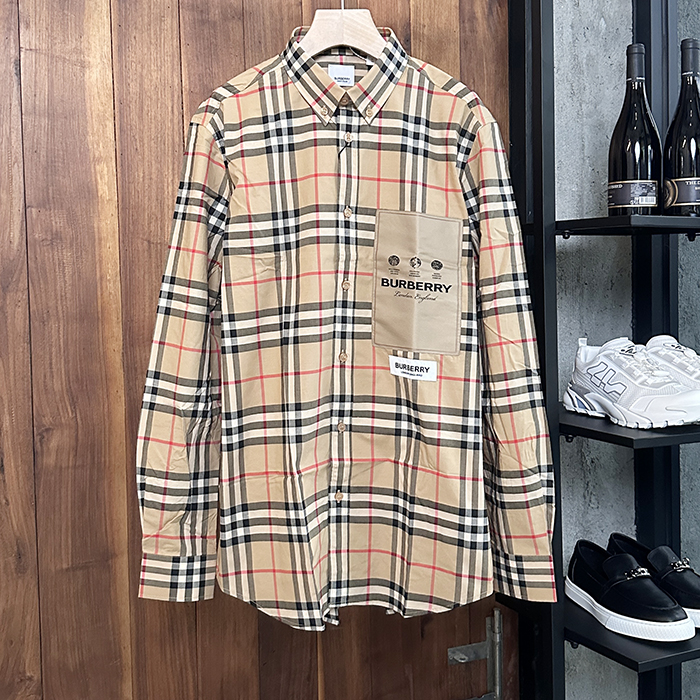 バーバリー メンズ クラシック キャメル シャツ - Camel  - bur04470x