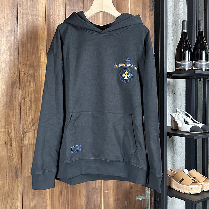 クロムハーツ メンズ ブラック フーディーTシャツ -  Gray  - chc435x