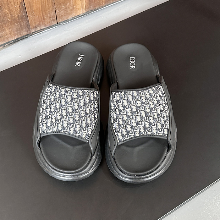 ディオール メンズ H  スリッパ オム ブラックサンダル -  H Town Slipper Homme Rubber Sandals - dis6131x