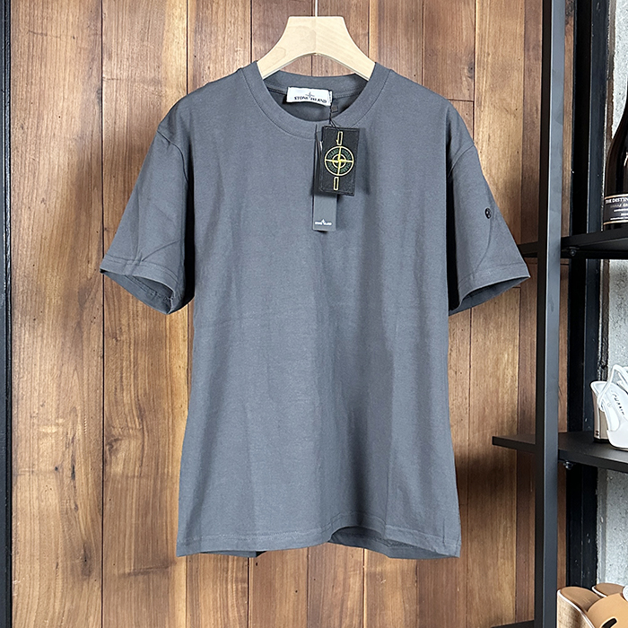 ストーンアイランド メンズ グレー クルーネック 半袖Tシャツ - Gray  - st81x
