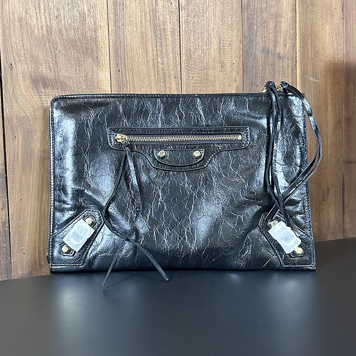  33/37CM - バレンシアガ ユニセックスレザークラッチバッグ,BGB0468,33/37CM,ブラック