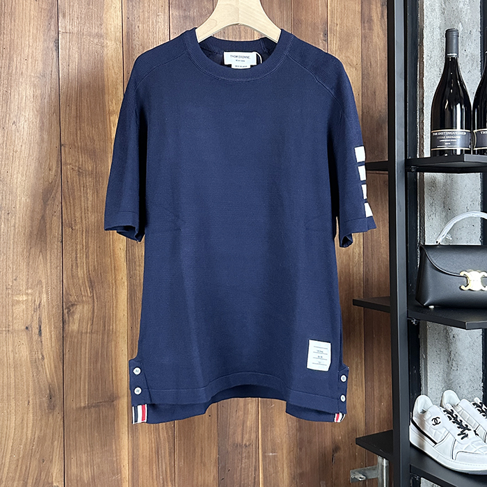 トムブラウン メンズ ネイビー 半袖Tシャツ -  - thc54x