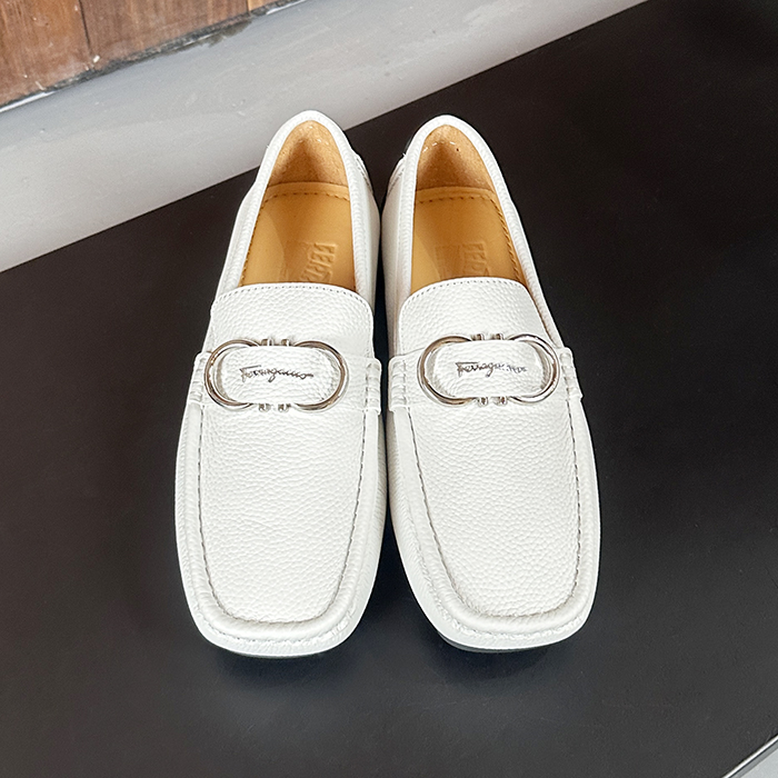 Ferragamo- フェラガモメンズ レザーローファー FGMS0299 ,ホワイト